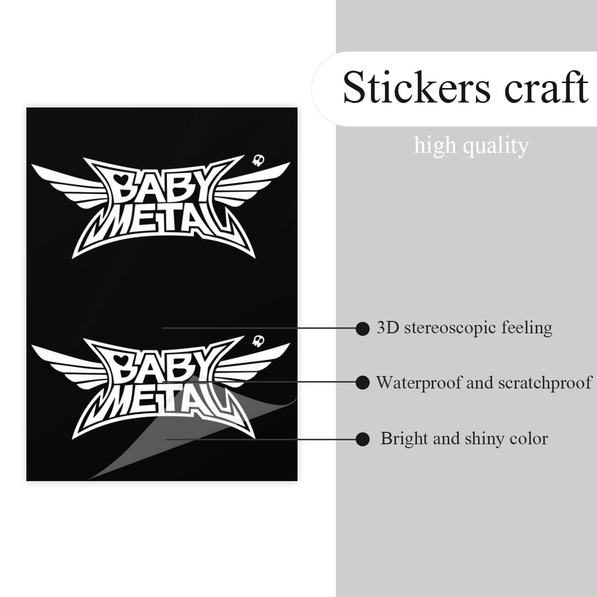 【BABYL】【クリアファイル2枚】【スゥメタル モアメタル シール】 Moa Babymetal Logo Holo Foil Silver Sticker Vinyl Decal Baby Metal